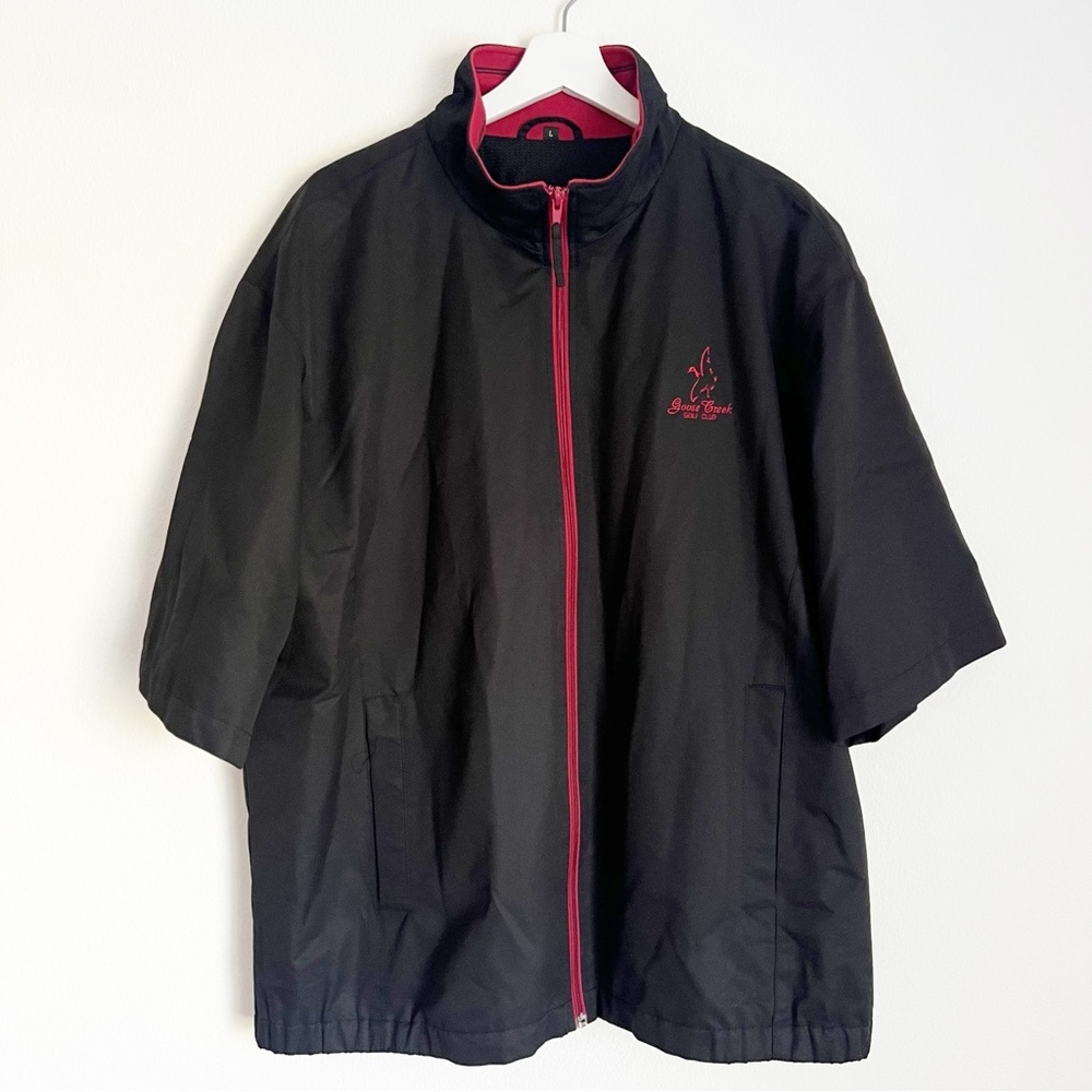 Aureus Goose Creek Golf Club Full Zip Short Sleeve Jacket Black Red Large